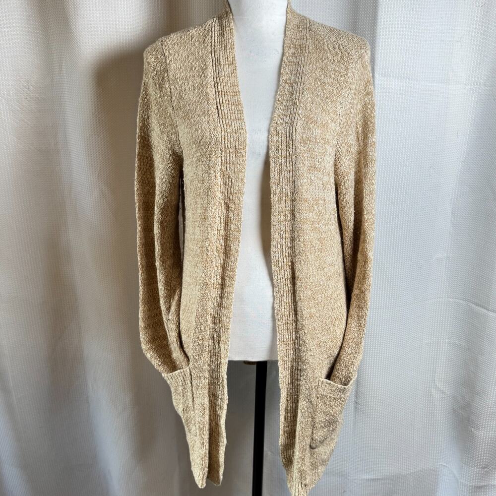 Torrid Beige Size 1 Open Front Knit Cardigan Long Duster Sweater Minimalist EUC